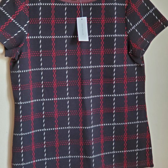 Ann Taylor Set short Sleeve Top and Skirt, black Plaid, Medium NWT - Picture 5 of 12